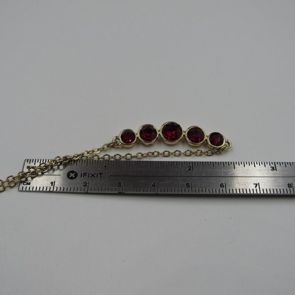 20" Red Crystal Necklace Vintage Costume Jewelry - Picture 3 of 4
